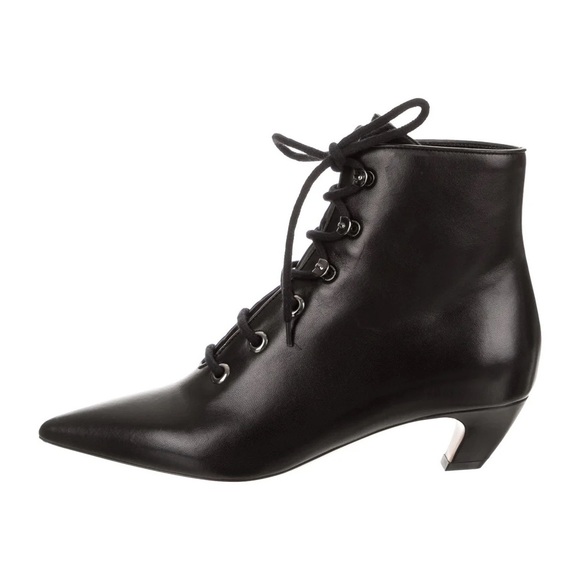 Dior Shoes - Christian Dior I-Dior Lace-Up Ankle Boots Black Leather 37.5